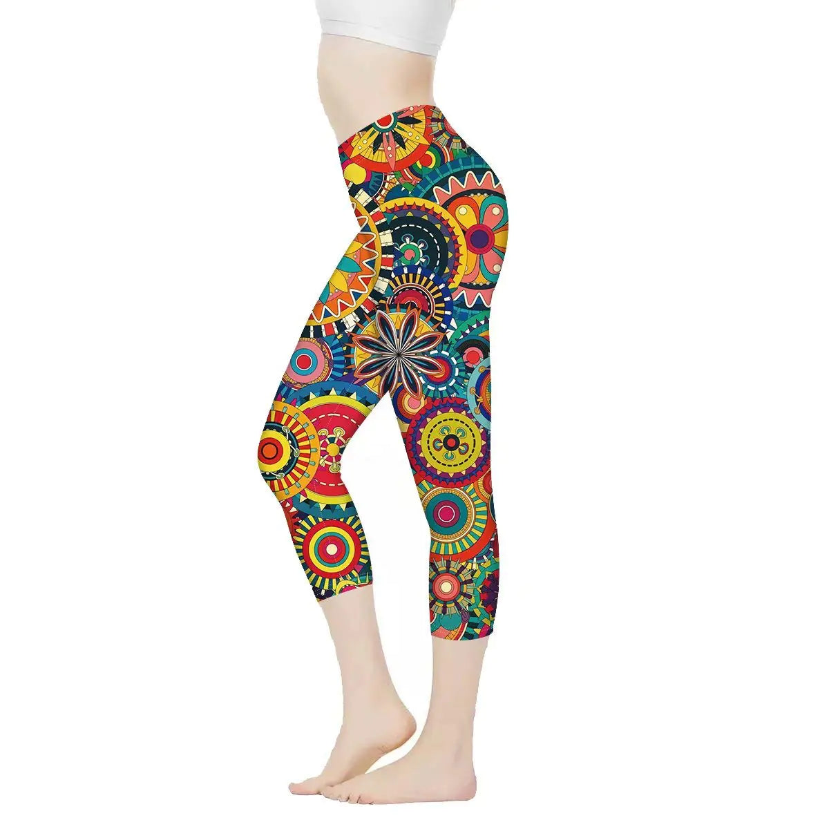 AFPANQZ Modern Mandala Womens Yoge Leggings Activewear High Waisted Scrunch Butt Yoga Aerobics Dance Compression Pants Stretchy Capri Athletic Wear Tummy Control Casual Legging XXL Colored