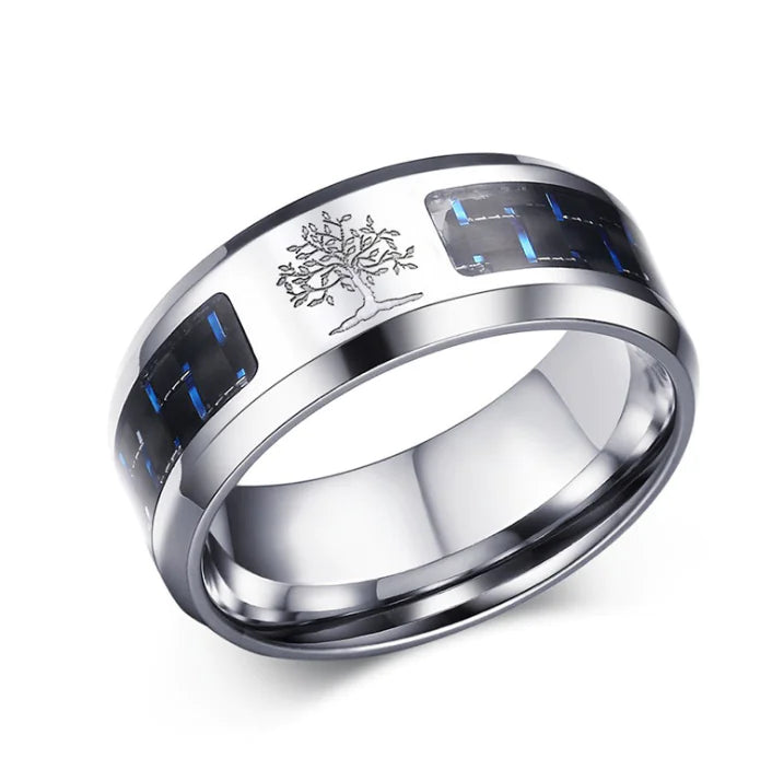 Blue and Black Carbon Fiber Rings R-281 R-282 R-283 R-114