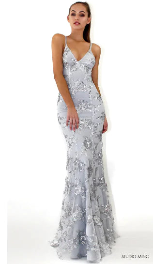 Deep V Sequin Dress with Spaghetti Straps