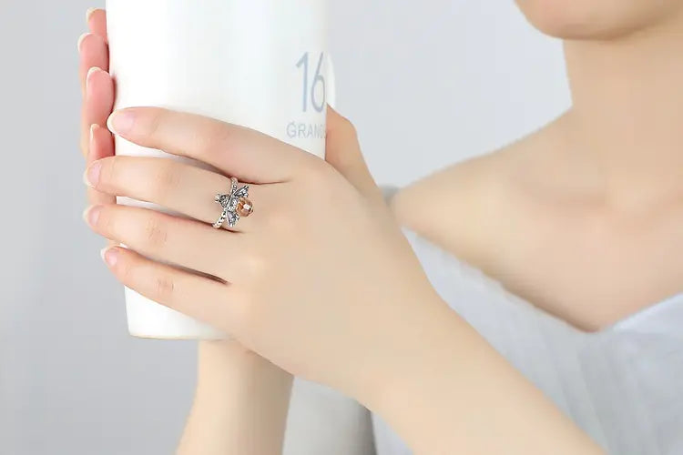 Cute Insect Series S925 Silver Bee Ring