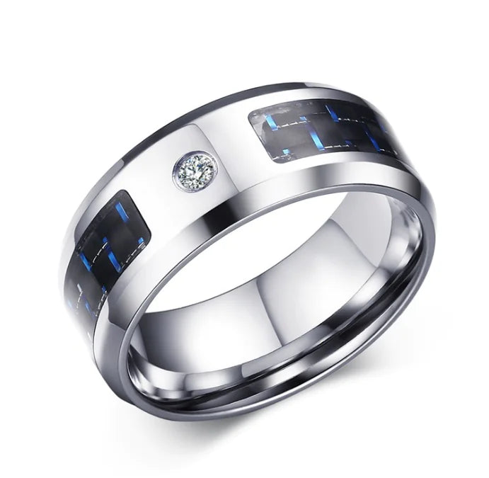Blue and Black Carbon Fiber Rings R-281 R-282 R-283 R-114