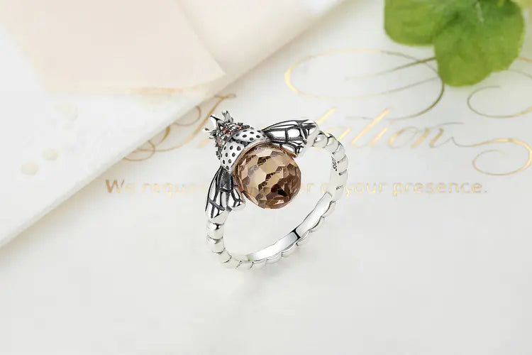 Cute Insect Series S925 Silver Bee Ring