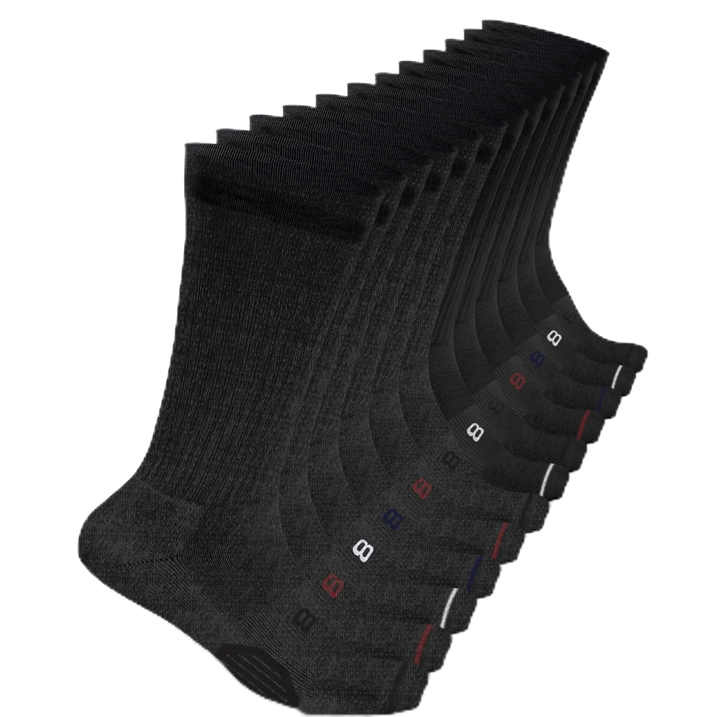 Layer 8 Ultimate Comfort Mens Athletic Cushioned Crew Socks | Superior Comfort and Support | Ideal for Sports Gym Hiking & Everyday Wear (12 pairs)
