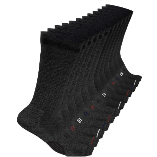 Layer 8 Ultimate Comfort Mens Athletic Cushioned Crew Socks | Superior Comfort and Support | Ideal for Sports Gym Hiking & Everyday Wear (12 pairs)