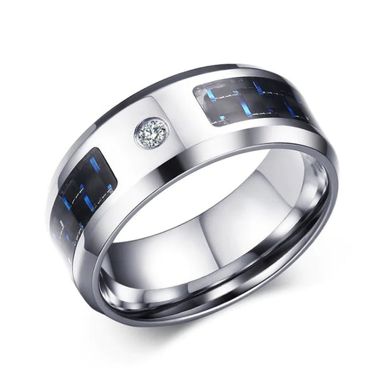 Blue and Black Carbon Fiber Rings R-281 R-282 R-283 R-114